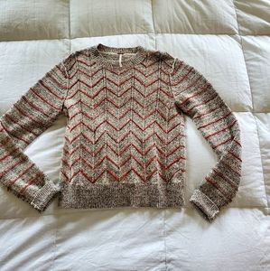 Free People Chevron Print Neutral Sweater